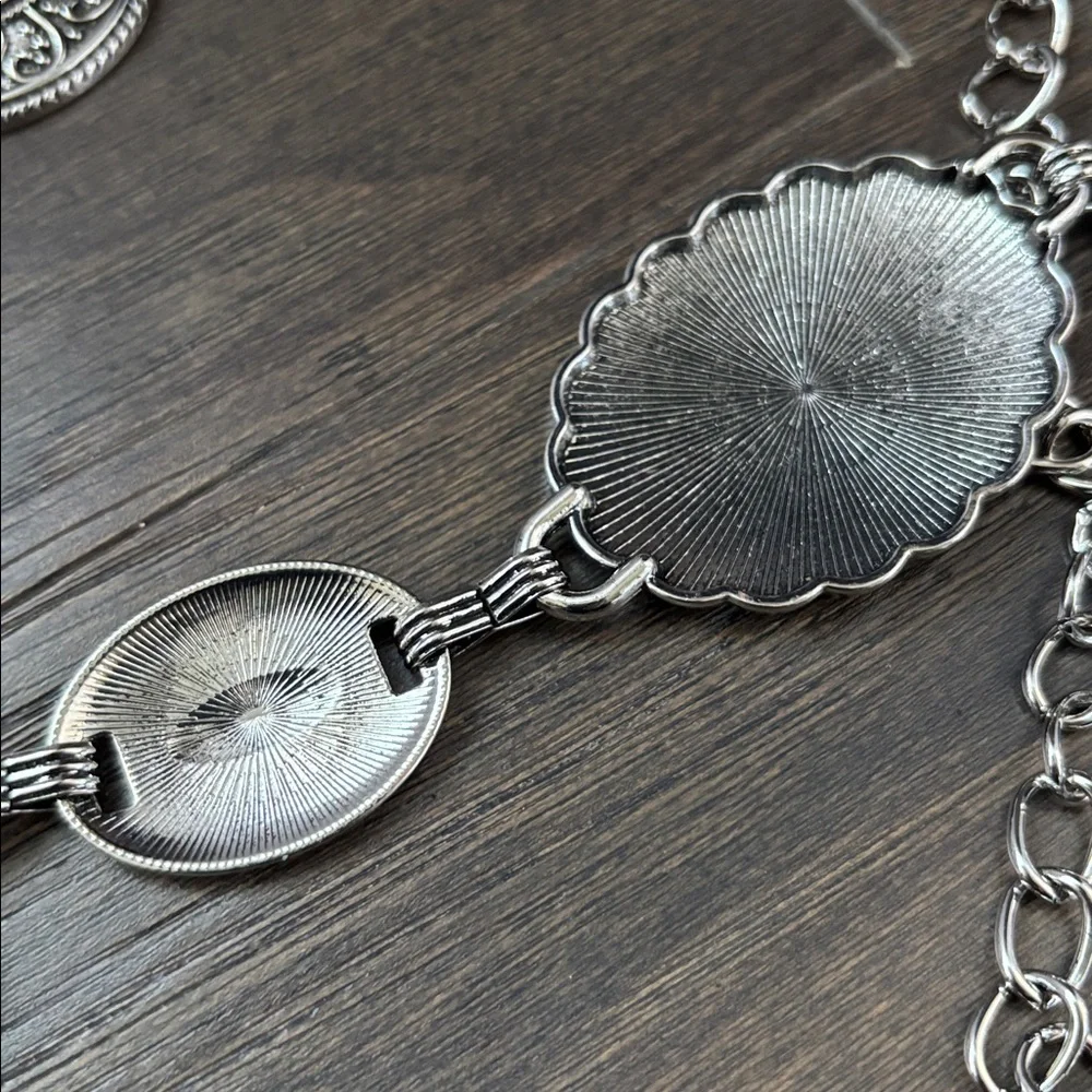 American Bison Western Chain Belt,oval silver tone conchos,versatile,sturdy - Picture 6 of 8